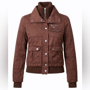 Vintage Y2K Forever 21 Brown Bomber Jacket Bella Swan Twilight Style Women's S